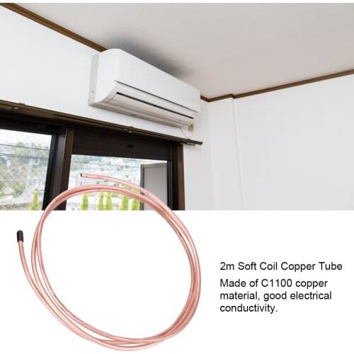 2m Copper Tube C1100 T2 Soft Coil Tubing For Air Conditioner Refrigerator O.D 6mm I.D 4.8mm Copper Pipe