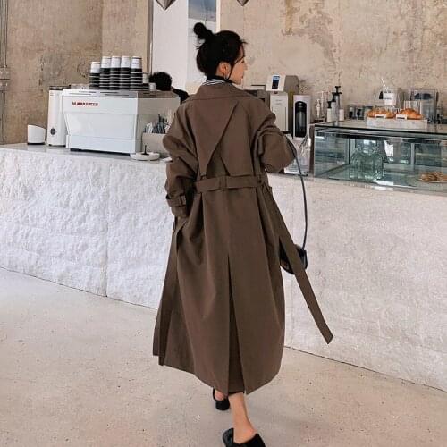 Fashion Women Windbreaker Plus Sashes Elegant Mid-length Autumn Loose Casual Lapel Long Sleeve Female Trench Korean Veste Femme
