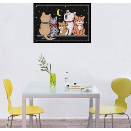 DIY Cat Handmade Needlework Counted 14CT Printed Cross Stitch Embroidery Kit Decor E56C
