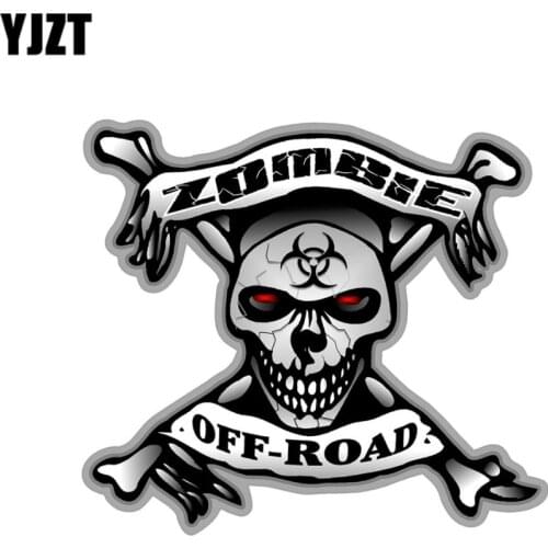 YJZT 15.5x13.7cm ZOMBIE Off- Road Skull Bone Decals Car Stickers Bio Hazard Motorcycle Accessories Decals C1-8100