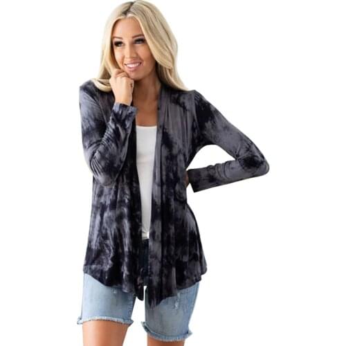 2020 New gardigon womens tops print long sleeve casual fashion spring thin coat pile collor women clothes