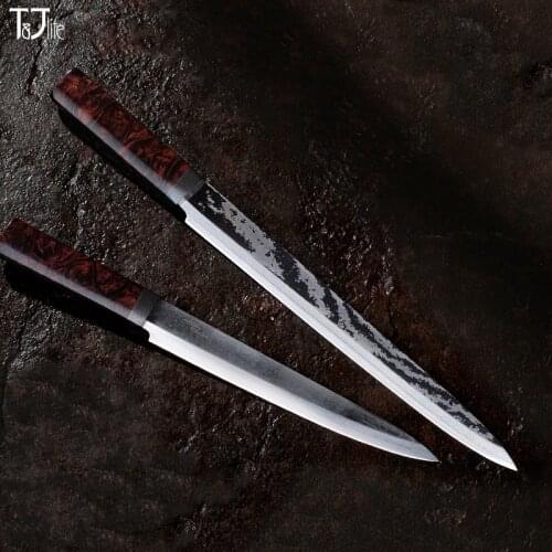 Sashimi knife Japan sushi chef Damascus steel VG10 fish kitchen with natural wood handle Out of print 1