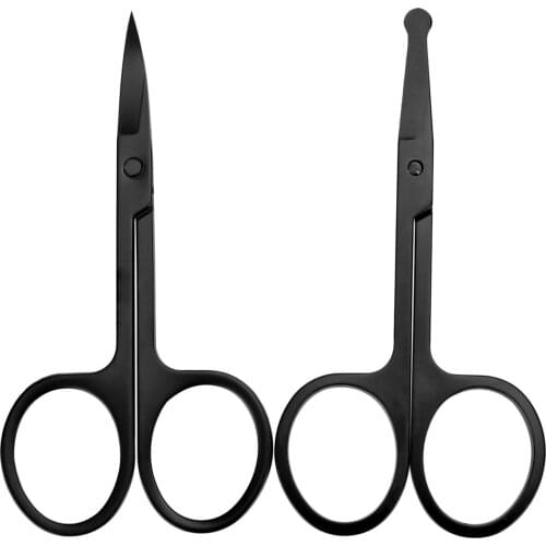 2pcs/set Eyebrow Scissor Eyebrow Trimmer Eyebrow Eyelashe Nose Hair Scissor Stainless Steel Manicure Scissors Cutter Nail Makeup