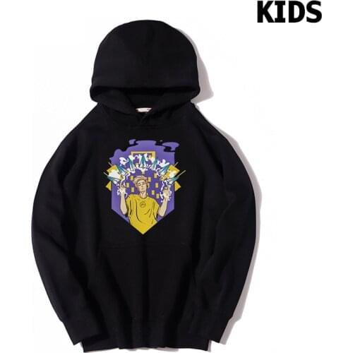 Family Clothing Kids Merch A4 Printed Hoodie Boys Autumn Winter Thicked Fleece Hooded Sweatshirts Casual Parenting Pullover Tops