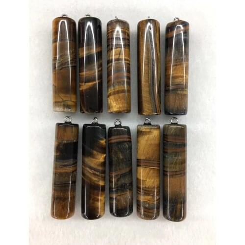 Wholesale Price 10pcs/Pack Natural Tiger Eye Bead Pendant,13x50mm Round Tubes Pendant for Jewelry Necklace DIY