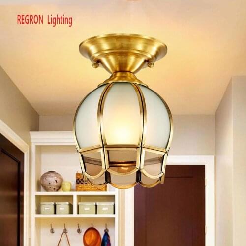 Regron Porch Ceiling Lights European Style Mini Novelty Surface Ceiling Lamps Glass Luminary For Cafe Aisle Corridor Dining Room