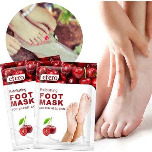 Feet Exfoliating Foot Mask Cherry Moisturizing Whitening Peeling Pedicure Socks Remove Dead Skin Cracked Calluses Feet Care Spa
