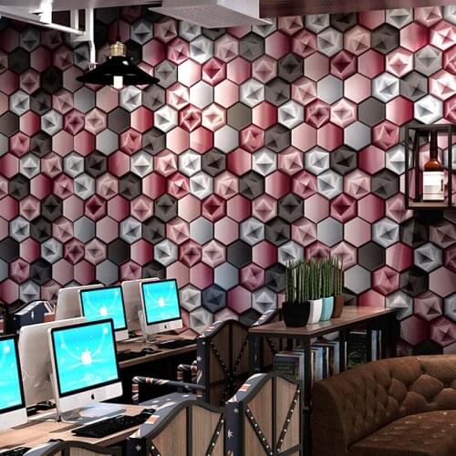 Personalized Abstract Hexagon Wallpapers 3d Modern Geometric Background Bar Shining Wall Paper Roll For Walls Contact Paper