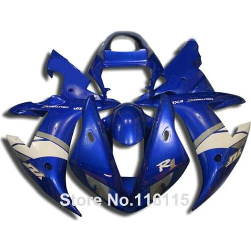 Full injection molding Customize fairings set for YAMAHA YZF R1 2002 2003 blue white ABS plastic Fairing kit 02 03 QH76