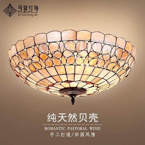 20inch European style Tiffany ceiling light natural shell handmade led round personalized lighting