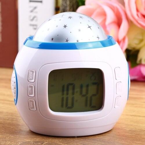 1PC LED Projection Alarm Clock Children Baby Room Music Starry Sky Projection Digital Glowing Alarm Clock Home Decor Tool