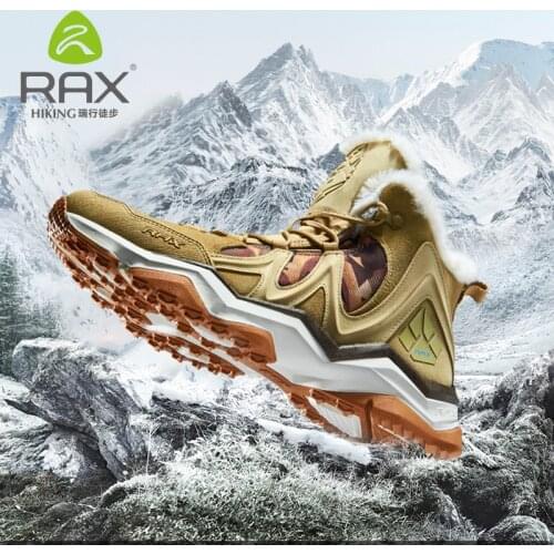 RAX Winter Snow Boots For Men Women Fleece Hiking Shoes Outdoor Sports Sneakers Mens Mountain Shoes Trekking Walking Boots