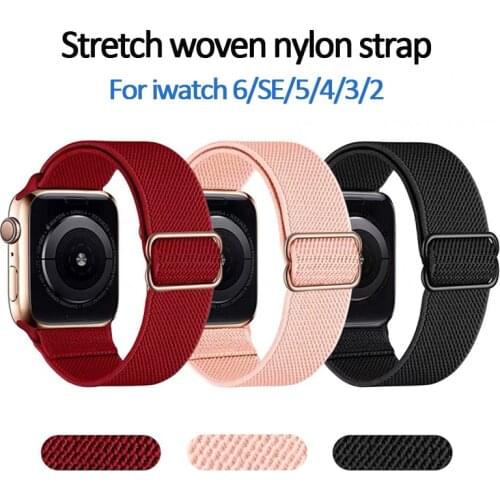 Scrunchie Strap for Apple watch band 44mm 40mm 38mm 42mm Adjustable Elastic Nylon solo Loop bracelet iWatch series 6/SE/5/4/3/2
