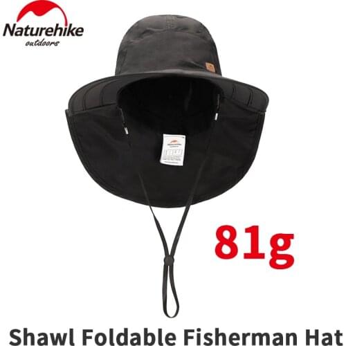 Naturehike Shawl Folding Fisherman Hat Summer Outdoor Sunscreen Hat 9cm Large Brim 15.5cm Widened Shawl UV Protection Bucket Hat