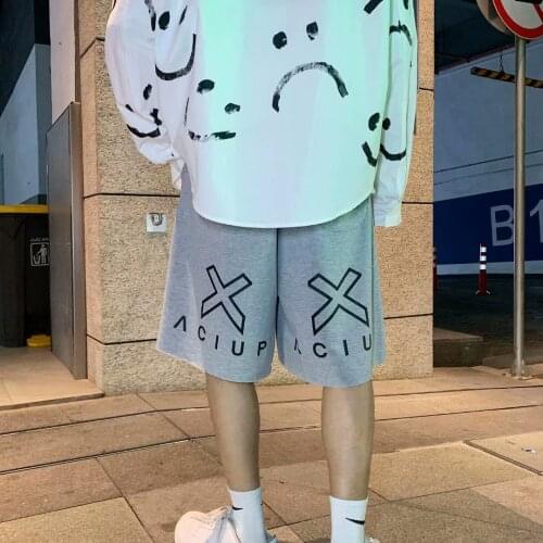 Shorts men 2021 new casual mens pants summer big logo printing loose five-point pants Korean trend sports pants