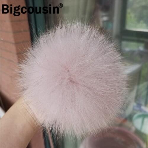 Light Pink Natural Fur Pompoms Real Winter Fox Fur Pom Pom 15cm Handmade Fur Balls For Knitted Hats Beanies Clothes Scarf Bags