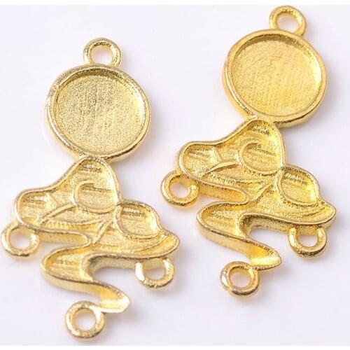 10Pcs 12*22mm Vintage Copper Charms Connector Pendant Base Cabochon Handmade DIY Jewelry Accessories