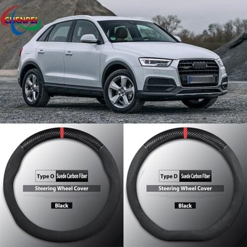 Four Seasons Universal Non-Slip Carbon Fiber Suede Steering Wheel Cover For Audi Q3 Car Interior Accessories