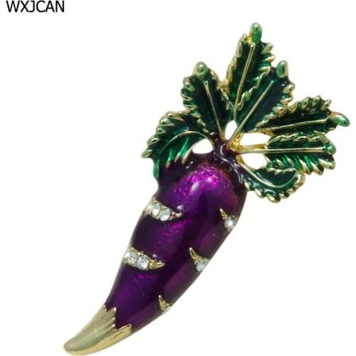 WXJCAN new rhinestone enamel brooch pins Radish Harajuku clothes accessory Plant vegetable fruit brooches pin Size 42mm*20mm