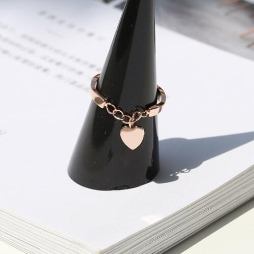 YUN RUO 2019 Fashion Good Luck Heart Tail Ring Rose Gold Color Woman Gift Party Titanium Steel Jewelry Top Quality Never Fade