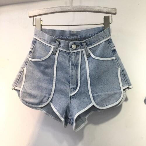 2021 Summer New Streetwear High Waist Grey Loose Denim Shorts Women Jeans Joman Jeans Splicing Short For Women Femme