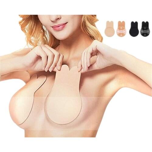 Women Breast Petals Cute Rabbit Bra Nipple Covers Push Up Invisible Sticky Bra Reusable Breast Lift Tape Adhesive Bra Bralette