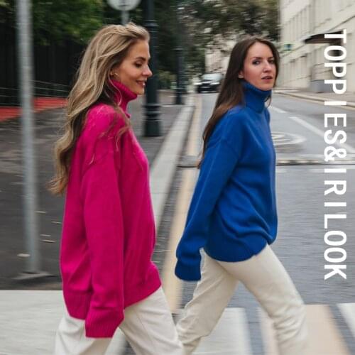 Toppies 2021 Autumn Winter women fashion Sweater 15% wool Green turtleneck sweater Knitted Tops Korean Winter Clothes