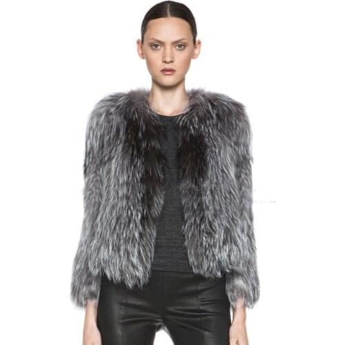 Winter Clothes Women Vetement Femme 1 Real Silver Fox Fur Coat Ladies Jacket European /American Kintted Kurtka Quilted Coats