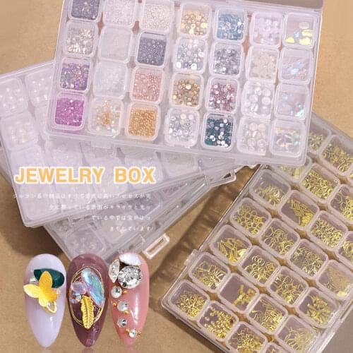 1 box 28 grid box nail pearl jewelry rhinestone material new three-dimensional butterfly DIY nail art 3D nail art decorative