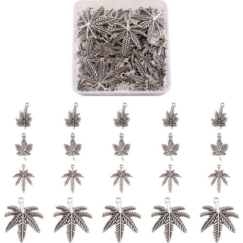 1 Box Tibetan Style Maple Leaf Alloy Pendants Mixed Color for Jewelry Making DIY Earring Necklace Accessories Decor