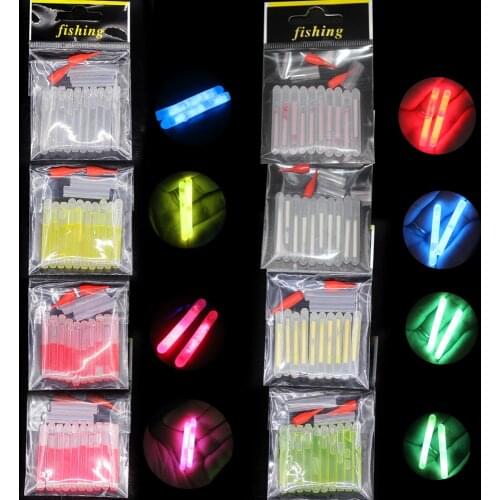 10pcs/bag 4.5*40mm fireflies for Fishing Float Fluorescent Lightstick Light Night Float Rod Lights Dark Glow Stick