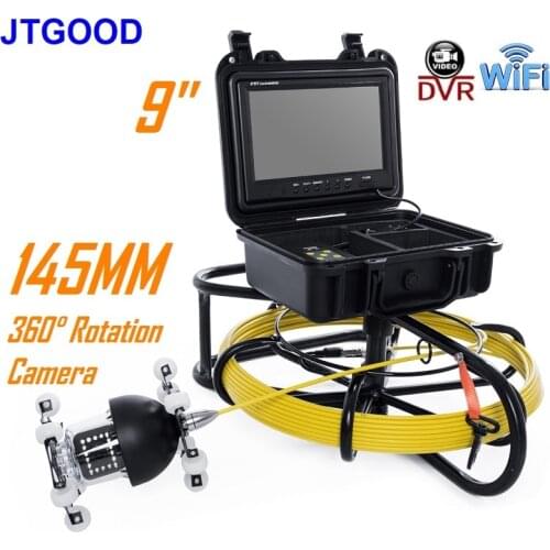 145MM 360 Degree Rotation Camera Pipe Inspection Camera 20/30/50M with HD1080P WiFi DVR 16GB Sewer Drain Industrial Endoscope