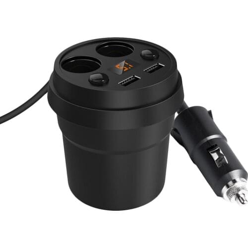 2 Way Multi Car Cigarette Lighter Socket Splitter Black Power Adapter Smart Flash Charge Dual USB+Cigarette Lighter Port