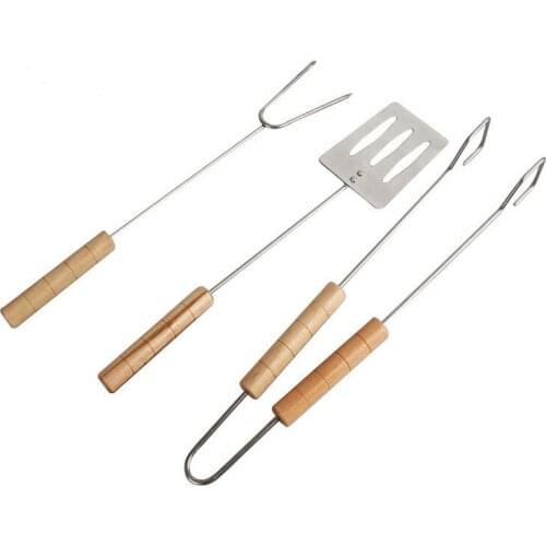 3pcs/lot New Stainless Steel BBQ Tongs Fork Shovel Kitchen Cooking BBQ Handle Utensil Meat Food Clip Barbecue Tool OK 0391