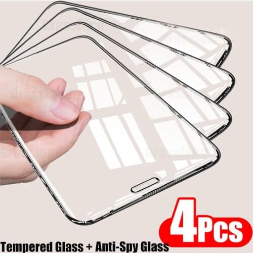 4Pcs Full Cover Tempered Glass For iPhone 11 12 Pro Max Screen Protector For iPhone Xs Max X XR 7 6 8 Plus Protective Glass Film