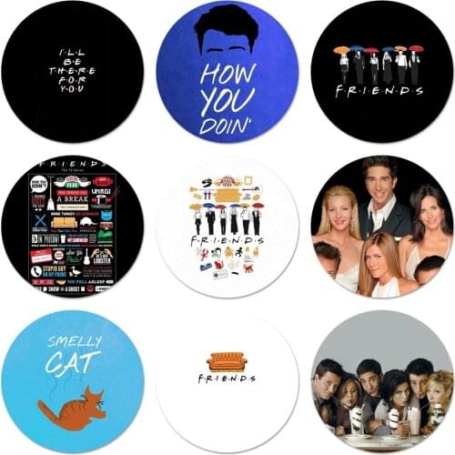 58mm Friends TV Show Series Sitcom Icons Pins Badge Decoration Brooches Metal Badges For Backpack Decoration