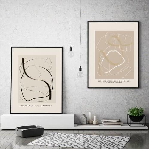Abstract Boutique Poster Neutral Canvas Painting Minimalist Art Print Line Drawing Wall Picture For Living Room Home Décor