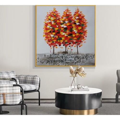 Abstract Textured Trees Painting 100% Hand Painted On Canvas Modern Handmade Trees Oil Painting Wall Art For Home Decoration