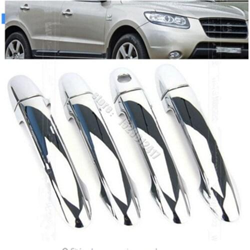 Car styling ACCESSORIES FIT FOR 2007-2012 HYUNDAI SANTA FE/IX45 (CM) CHROME SIDE DOOR HANDLE BAR COVER CATCH TRIM MOLDING