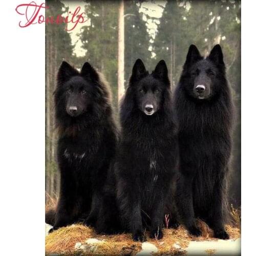 TOUOILP Full Square/Round Drill 5D DIY Black border collie Diamond Painting German Shepherd Stitch Mosaic Rhinestone Home Decor