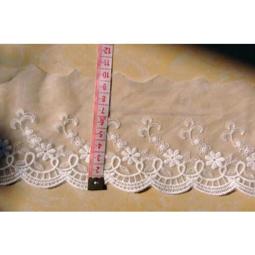 FREE SHIPPING 10cm high quality white exquisite cotton embroidery net lace trims,soft net and luxurious embroidery,XERY180g