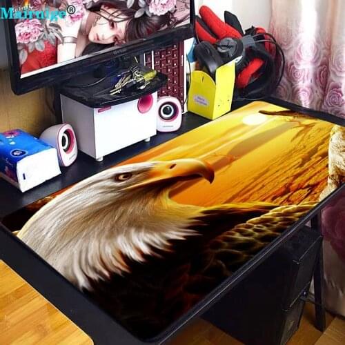Mai Ruige Bald Eagle Large Gaming Mouse Pad Beautiful Black Locking Edge Computer Desk Mat Non-slip Natural Rubber XXL Cs Go