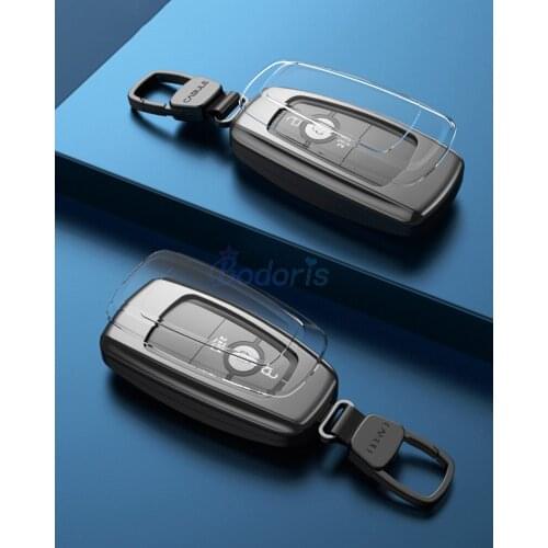 Full Cover Key Chains Case Ring Cover Aluminium Alloy Carbon Fiber Color Car Styling For Ford Explorer U625 2020 2021 Accessory