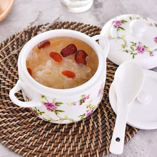 Stew cup pot small stew cup ceramic double ear and double cover birds nest stew cup water proof stew cup inner tank with cover