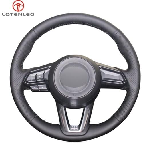 LQTENLEO Black Artificial Leather Steering Wheel Cover For Mazda 3 Axela 2017-2019 Mazda 6 Atenza 2017-2019 CX-5 CX-9 2017-2019