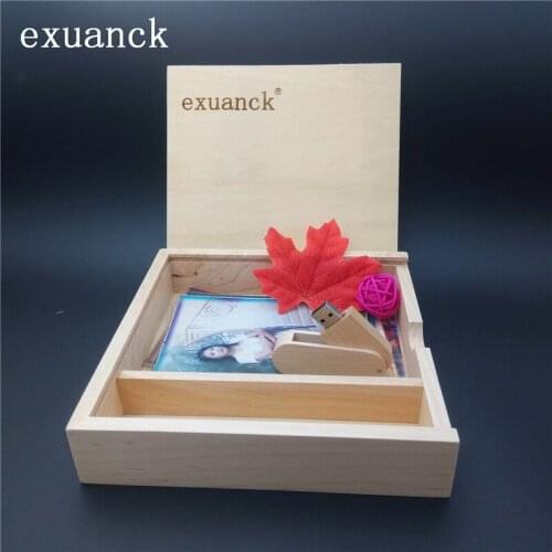 Exuanck Custom Album Wood Box 170*170*35 USB 3.0 8GB 16GB 32GB 64GB Memory Pen Drive For Photography Studio