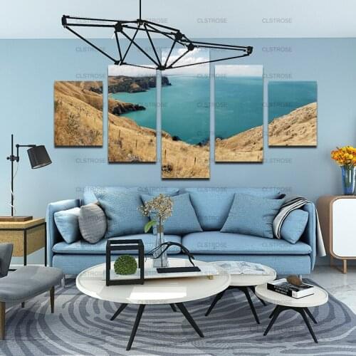 Wild Grass Seaside Stone Poster 5Pcs Home Bedroom Living Room Wall Art Irregular Decorative Canvas Painting Hd Print Frameless