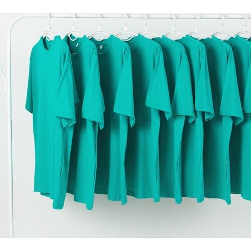 Summer New Harajuku 100% Cotton Mens T-Shirt Short-Sleeve Loose O-Neck Lake Green Black White Plain Tops Tees