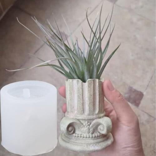 Greek Pillar Flower Pot Resin Silicone Mold Roman Column Plant Pot Concrete Mold GXMA