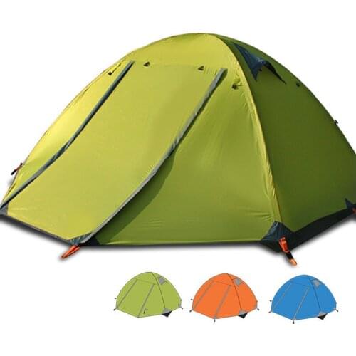 Camping Equipment Outdoor Camping Camping Tent Three-Person Double-Layer Double-Door Aluminum Rod Rainproof Backpacking Gear